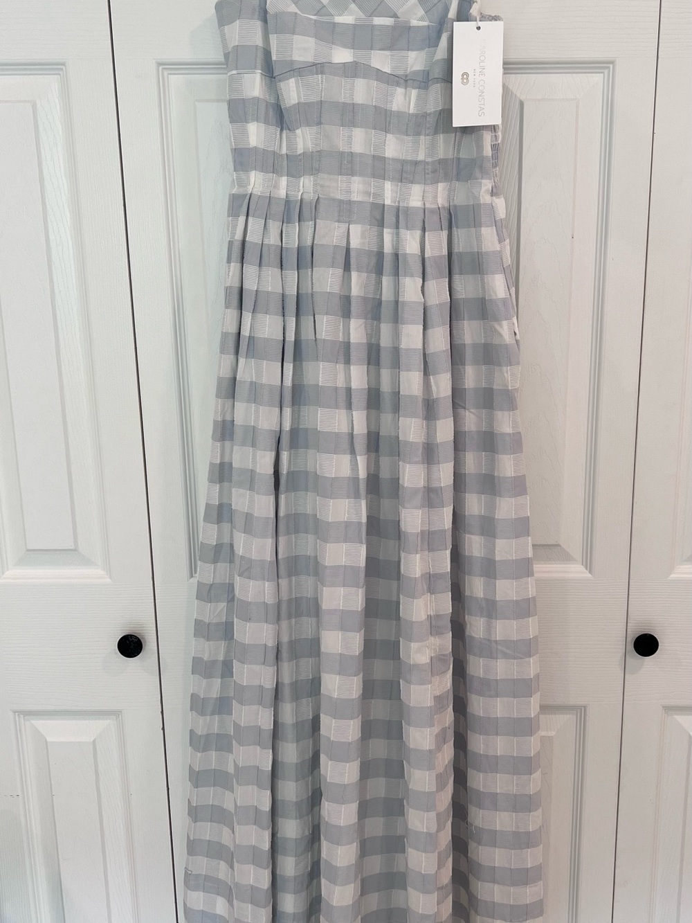 Caroline Constas Periwinkle Blue and White Gingham Spaghetti dress - Picture 6 of 8